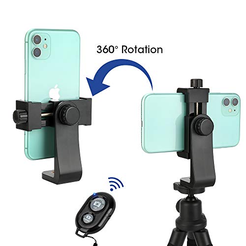 Phone Tripod Mount Adapter Cell Phone Holder Stand Compatible with iPhone 11 Pro Xs XR Max X 8 7 6 6s Plus Samsung Nexus with Wireless Remote Control 360°Rotation for Selfie Stick Tripod Smartphone