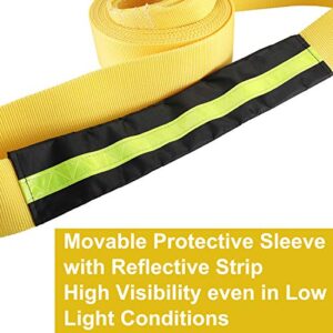 NovelBee 3" x 20' Heavy Duty Recovery Tow Strap,Emergency Off Road Towing Rope with Green Fluorescent Protective Sleeve