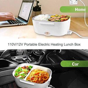 Viowey Electric Lunch Box, 2 in 1 Portable Self Heating Lunch Box for Car Office School Home Use, 12v & 110v Car Food Warmer With Removable 1.5l Stainless Steel Container