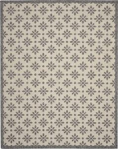 nourison palamos indoor/outdoor cream 8'10" x 11'10" area -rug, easy -cleaning, non shedding, bed room, living room, dining room, backyard, deck, patio (9x12)