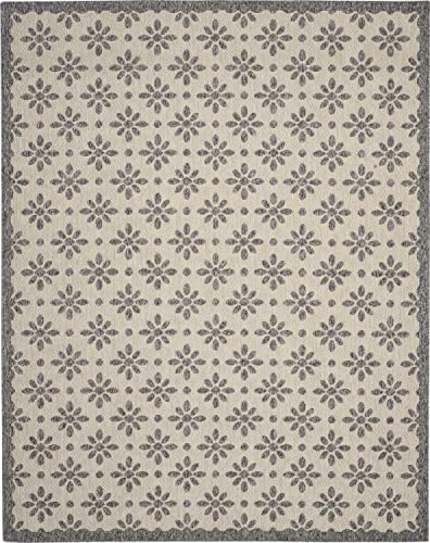 Nourison Palamos Indoor/Outdoor Cream 8'10" x 11'10" Area -Rug, Easy -Cleaning, Non Shedding, Bed Room, Living Room, Dining Room, Backyard, Deck, Patio (9x12)