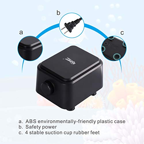 hygger Small Quietest Aquarium Air Pump, Adjustable Oxygen Pump 2 Air Outlets Ultra Silent Powerful Aerator Pump 160GPH 5W