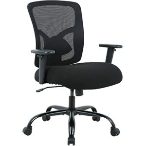 big & tall office chair heavy duty 400lbs computer desk chair ergonomic high back task rolling swivel mesh chair with lumbar support & adjustable armrest modern executive chair for women men, black