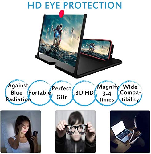 mozeeda Screen Expanders & Screen Magnifier Amplifier,3D HD New Phone Holder 12" Screen Amplifier,Movies,Videos,Games Movie Video Phone Foldable Stand Screen Phone Projector for All Smartphones