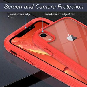 CellEver Clear Full Body Case for iPhone XR, Heavy Duty Protection with Anti-Slip TPU Bumper and [2 Tempered 9H Glass Screen Protectors] Shockproof Transparent Phone Cover 6.1 Inch (Coral)