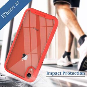 CellEver Clear Full Body Case for iPhone XR, Heavy Duty Protection with Anti-Slip TPU Bumper and [2 Tempered 9H Glass Screen Protectors] Shockproof Transparent Phone Cover 6.1 Inch (Coral)