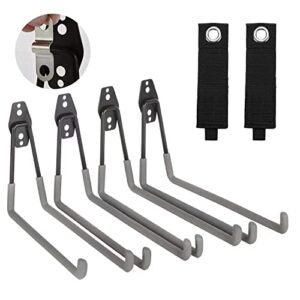 phunaya garage wall hooks,add steel reinforced piece,double heavy duty storage hangers for organizing ladder,bike,hoses,garden tool.(4 set*7.5")