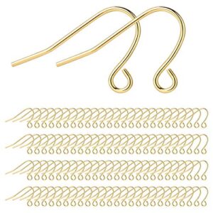 alexcraft gold earring hooks 200pcs 14k gold plated earring hooks for jewelry making hypoallergenic gold earring findings for jewelry making bulk pack