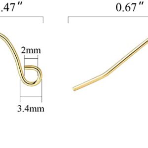 Alexcraft Gold Earring Hooks 200Pcs 14K Gold Plated Earring Hooks for Jewelry Making Hypoallergenic Gold Earring Findings for Jewelry Making Bulk Pack