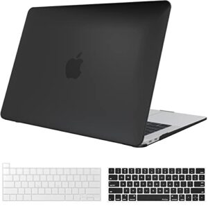 procase macbook pro 13 case 2019 2018 2017 2016 release a2159 a1989 a1706 a1708, hard case shell cover and keyboard skin cover for macbook pro 13 inch with/without touch bar -black