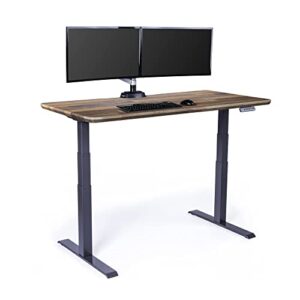 vari electric standing desk 60" x 30" (varidesk) - electric height adjustable desk - standing desk for office or home - adjustable standing desk - powerful dual motor sit stand desk - reclaimed wood