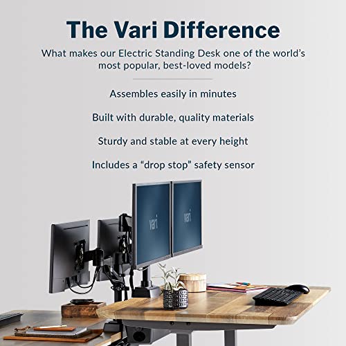 Vari Electric Standing Desk 60" x 30" (VariDesk) - Electric Height Adjustable Desk - Standing Desk for Office or Home - Adjustable Standing Desk - Powerful Dual Motor Sit Stand Desk - Reclaimed Wood