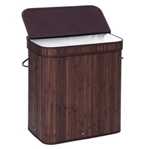 songmics laundry hamper with lid, bamboo launry basket with handles, foldable storage basket for laundry room, bedroom, 100l, brown ulcb063k02
