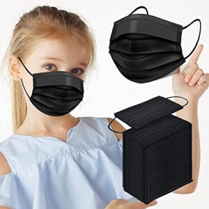 kids disposable mask black disposable face masks, 100 pack black kids face masks childrens disposable face mask ​for kids