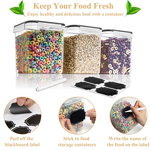 Blingco Cereal Container Food Storage Containers, Airtight Dry Food Storage Containers Set of 8 (2.5L/85oz) for Flour, Sugar, Cereal and Pantry Storage Containers with Black Locking Lids