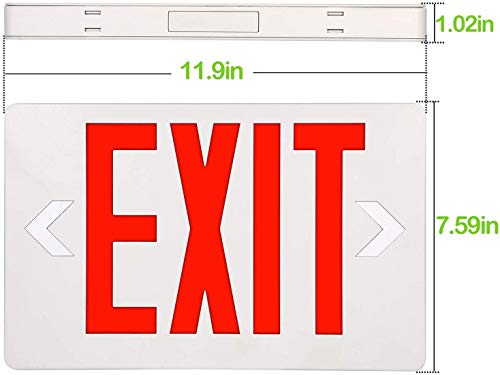 Litufine Ultra Slim LED Exit Sign, Red Letter Emergency exit Lights, 120V-277V Universal Mounting Double Face (2-Pack)