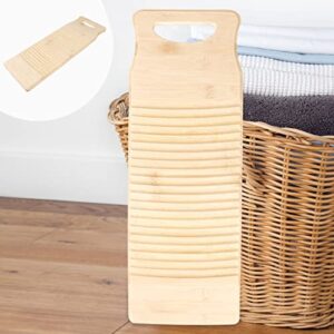 Hemoton Bamboo Wood Washing Clothes Washboard Laundry Washboard Hand Wash Board for Home Laundry Supplies M