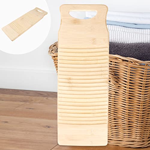 Hemoton Bamboo Wood Washing Clothes Washboard Laundry Washboard Hand Wash Board for Home Laundry Supplies M