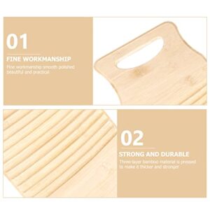 Hemoton Bamboo Wood Washing Clothes Washboard Laundry Washboard Hand Wash Board for Home Laundry Supplies M