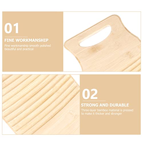 Hemoton Bamboo Wood Washing Clothes Washboard Laundry Washboard Hand Wash Board for Home Laundry Supplies M