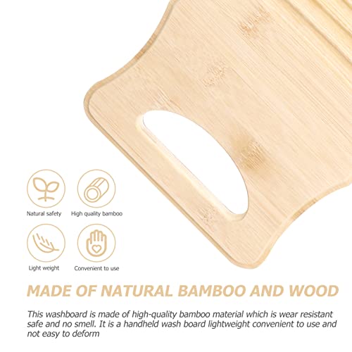 Hemoton Bamboo Wood Washing Clothes Washboard Laundry Washboard Hand Wash Board for Home Laundry Supplies M