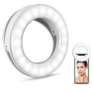 selfie ring light, rechargeable selfie fill light with retaining clip on, video conference light for phone, laptop, zoom meeting, make up