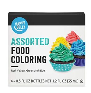 amazon brand - happy belly assorted food coloring, 1.2 fl oz