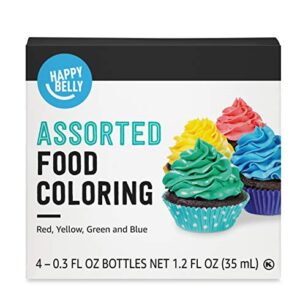 Amazon Brand - Happy Belly Assorted Food Coloring, 1.2 fl oz