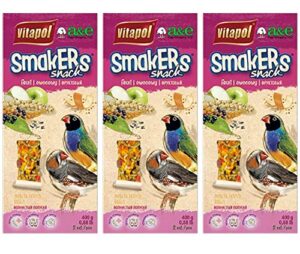 a&e cage co. 6 pack of smackers zebra finch treat sticks, 7.25 inches each, fruit flavor