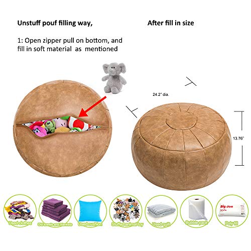 ROTOT Unstuffed Pouf Cover, Ottoman, Bean Bag Chair, Foot Stool, Foot Rest, Storage Solution or Wedding (Empty & New) (Amaretto)