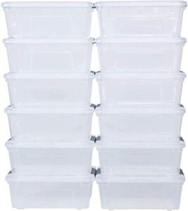 fantask 12-pack multi-purpose storage box, storage organizer box w/latching handle & lid, 12.7 quart, clear plastic storage bins