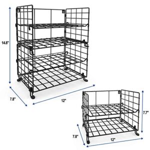 X-cosrack Adjustable Water Bottle Organizer,4-Tier Wall-Mounted Water Bottle Holder, Stackable Water Bottle Storage Rack for Kitchen Countertops,Pantry, Cabinet,Black(Patent No.: US D950,280 S)