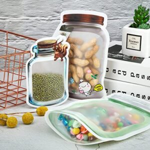 50 Pieces Mason Jar Bottles Bags Mason Jar Zipper Lock Bags Reusable Food Storage Bags Snacks Sandwich Zipper Sealed Bags Fresh Bags Airtight Seal Storage Bags Nuts Candy Cookies Bags