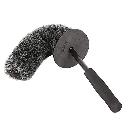 SGCB Pro Microfiber Wheel Brush kit, Synthetic Woolies Brush for Wheel, Antislip Bendable Tire Wheel Wand Chemical Resistant Car Rim Brush, Soft Dense Fibers Wheels Brush Rim Detailing Cleaner, Large