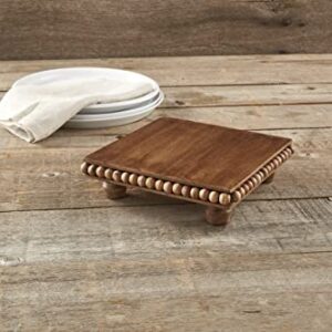 Mud Pie Beaded Wood Trivet, 8" x 8", Brown