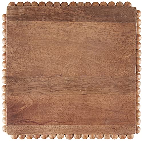 Mud Pie Beaded Wood Trivet, 8" x 8", Brown