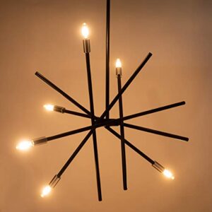 VILUXY Contemporary Chandelier Lighting Fixture 6-Light Matt Black Finish Mid-Century Pendant Lighting for Dining Room Bedroom Kitchen Living Room