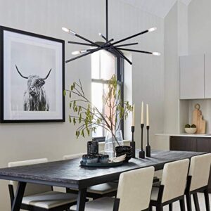 VILUXY Contemporary Chandelier Lighting Fixture 6-Light Matt Black Finish Mid-Century Pendant Lighting for Dining Room Bedroom Kitchen Living Room