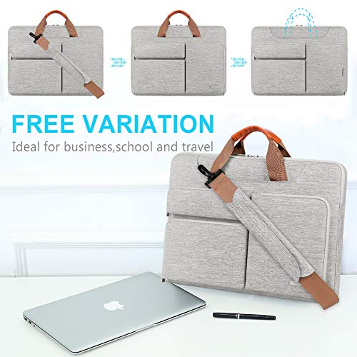 Lacdo 360° Protective Laptop Shoulder Bag Sleeve Case for 13 Inch New MacBook Air M2/M1 2022-2010 | 13 Inch New MacBook Pro M2/M1 2022-2012 | Surface Book 3 2 | 13" HP Acer ASUS Lenovo Computer, Gray