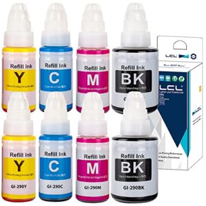 lcl compatible ink bottle replacement for canon gi290 gi-290 g1200 g2200 g3200 g4200 g4210 (8-pack 2black 2cyan 2magenta 2yellow)