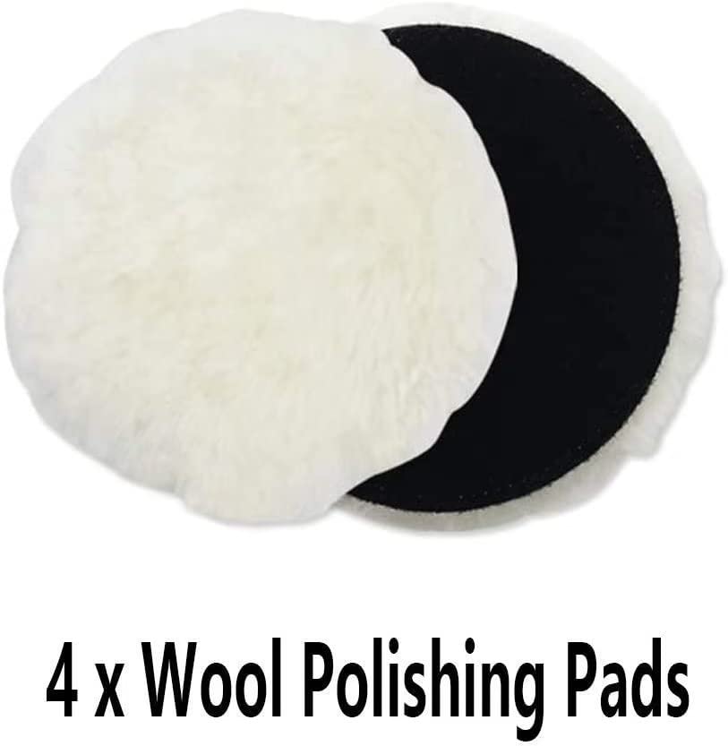 IPELY 6 Pcs 6 Inch Wool Polishing Buffing Pad Polishing Buffing Wheel for Drill Buffer Attachment with M14 Drill Adapter