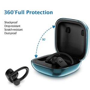 Clear Cover for Powerbeats Pro Case, KMMIN Transparent Case Cover for 2019 Newest Beats Powerbeats Pro Soft TPU Portable Shockproof Scratch-Resistant Skin with Anti-Lost Lanyard and Storage Case