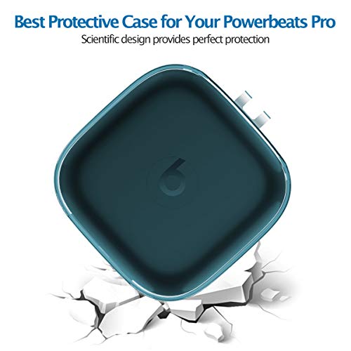 Clear Cover for Powerbeats Pro Case, KMMIN Transparent Case Cover for 2019 Newest Beats Powerbeats Pro Soft TPU Portable Shockproof Scratch-Resistant Skin with Anti-Lost Lanyard and Storage Case