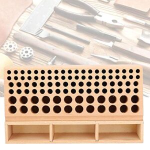 GLOGLOW Leather Tool Holder, 98 Holes Wooden Leather Tools Storage Box Hand Work Tool Organizer Rack (100 Holes)