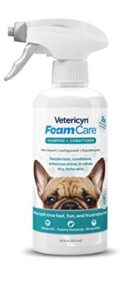 vetericyn foamcare pet shampoo plus conditioner, spray-on shampoo for dogs and cats, foams instantly and rinses easier, natural ingredient shampoo, 16-ounce