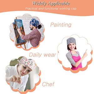 12 Pieces Women Working Caps with Buttons and Sweatband Adjustable Bouffant Hats Unisex Tie Back Hats Disposable Surgical Caps Beanie Headband Medical Head Face Mask for Nurse