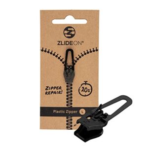 zlideon zipper pull replacement - black, normal (l) - 5b - instant zipper replacement slider for plastic zippers