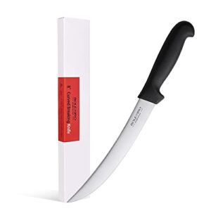 bolexino 8 inch steak knives, curved breaking knife, long butcher breaking slicer, chef's meat cutting knife, high-carbon stainless steel cimeter scimitar knife with ergonomic handle