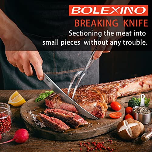 BOLEXINO 8 Inch Steak Knives, Curved Breaking Knife, Long Butcher Breaking slicer, Chef's Meat Cutting Knife, High-carbon Stainless Steel Cimeter Scimitar Knife With ergonomic handle