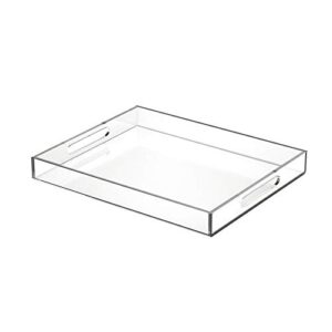 niubee acrylic serving tray 11x14 inches -spill proof- clear decorative tray organiser for ottoman coffee table countertop with handles